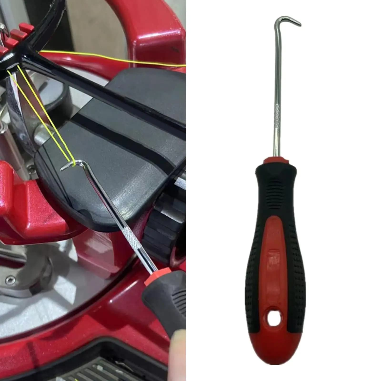 Nylon Red Racket String Puller Lightweight Anti Slip Handle Bent Tip for Tennis Badminton Squash Racquet Stringing
