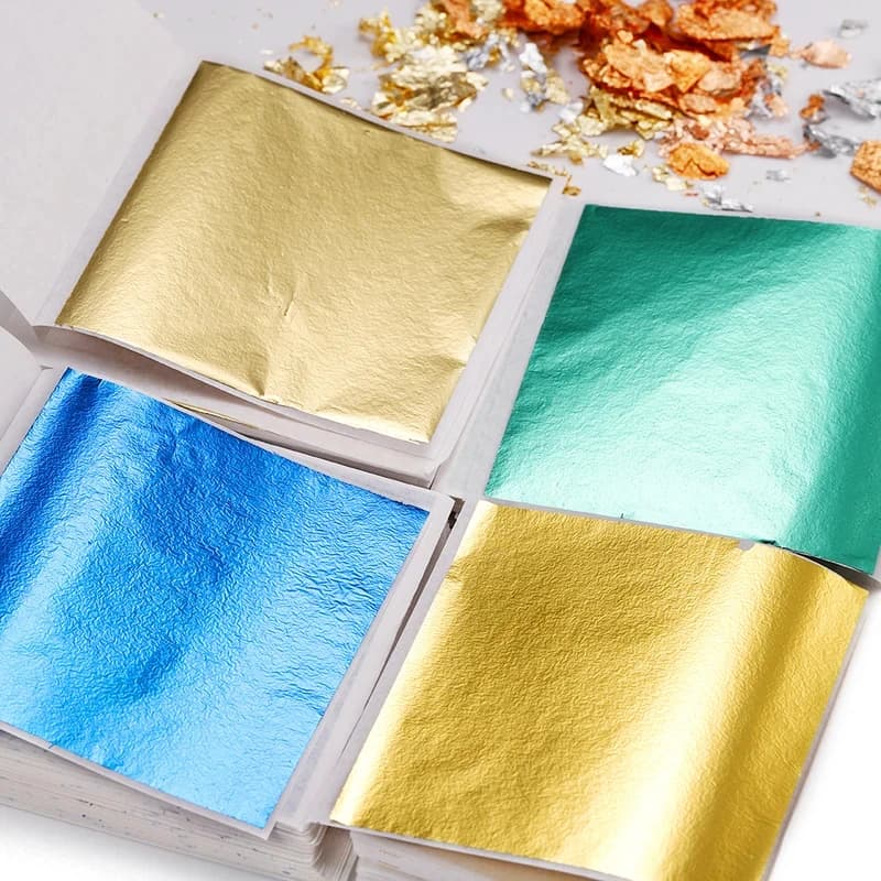 100-200 Fogli di Carta Imitazione Foglia d'Oro per Doratura, Strumento per Creazione Gioielli in Resina Epossidica, Riempimento e Decorazione Artigianato in Resina