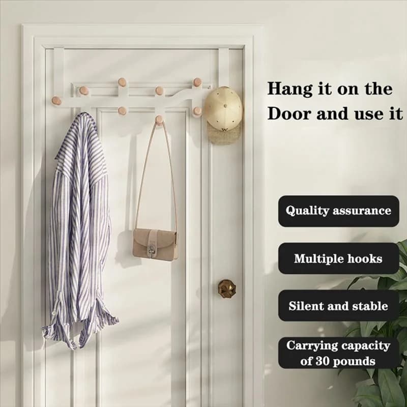 Y42A-10X Gancio Ganci in legno sopra la porta Casa Bagno Organizzatore Rack Vestiti Cappotto Cappello Appendiabiti Porta Appendere Facile da usare, Nero
