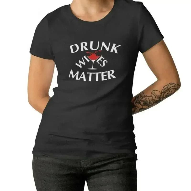 Womens Drunk Wives Matter T Shirt Halloween Oktoberfest Funny Outfit Drinking