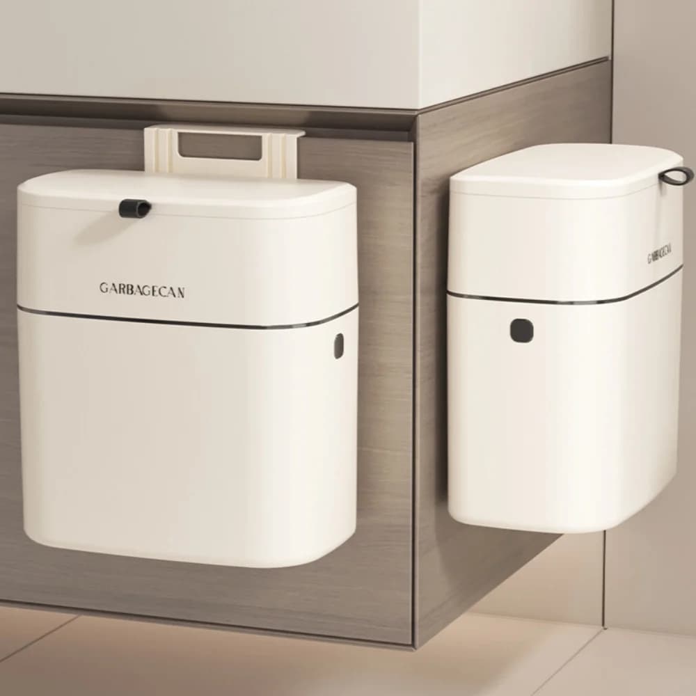 Cestino per Rifiuti da Parete 9L Senza Foratura, Contenitore per Compost da Cucina, Bidone Appeso per Bagno e Toilette