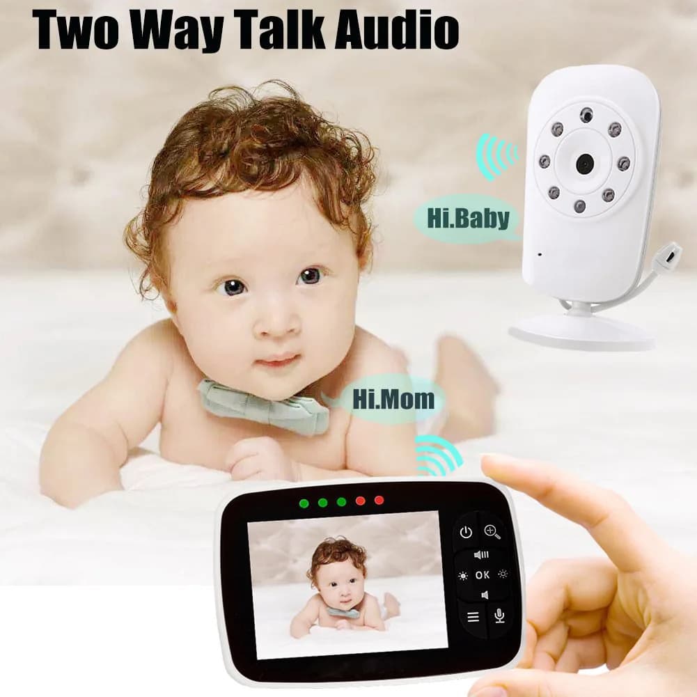 3.5 inch TFT Screen Video Baby Monitor 2 Way Talk Zoom Baby Nanny Security Camera VOX Mode Temperature Monitoring Babysitter