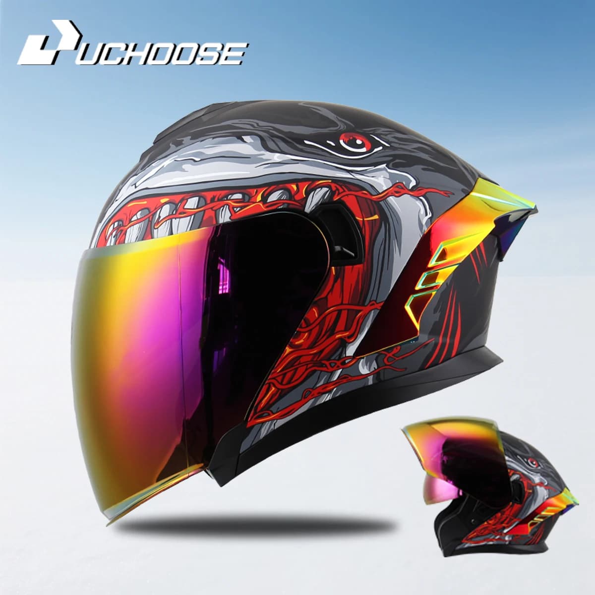 715 Open Motorcycle Helmet for Men and Women Visiera Double Lens Sunshade Light Visiera Scooter Bike Helmet Retro 3/4