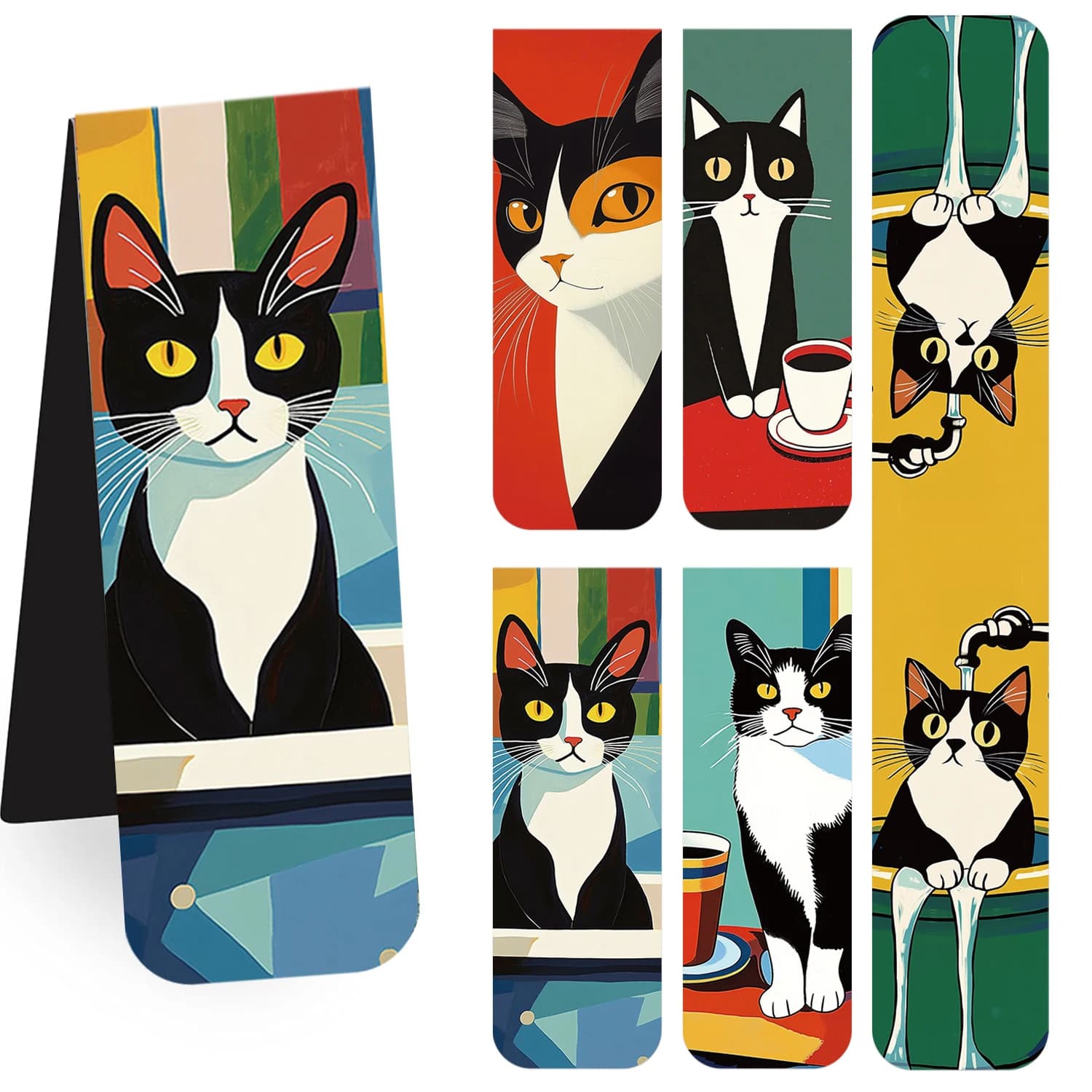 5 pieces Magnetic bookmarks with simple and fun cat's leg Reading articles Gate pages Stationery Office supplies Books Readers