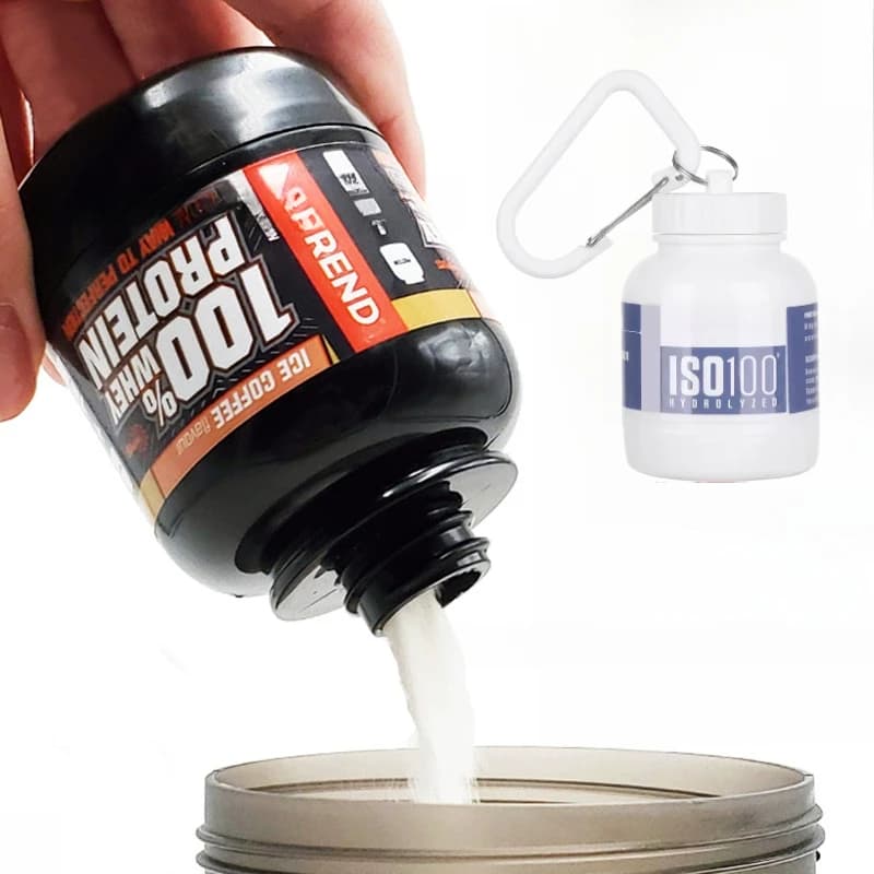 1-20 pcs portable bottle of protein powder mini keychain container for medicines carabiner bucket a cup for gym outdoor travel
