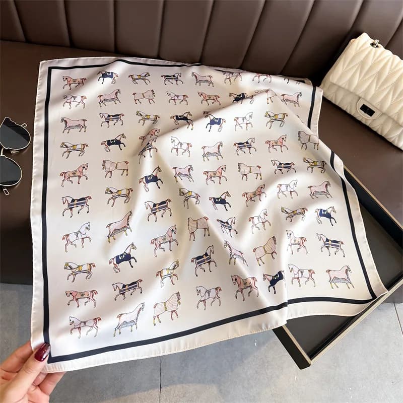 Sciarpa in Seta Stampata, Foulard per Capelli, Sciarpa Quadrata in Raso da Donna per Fascia per Capelli, Hijab, Bandana