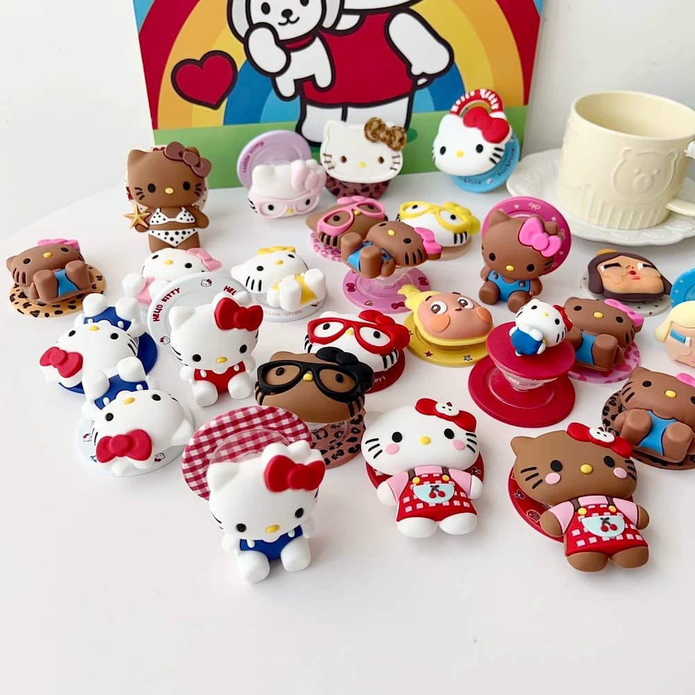 Supporto magnetico Grip Tok Griptok Simpatico cartone animato Sanrio Hello Kitty Supporto per supporto per telefono per iPhone Samsung Magsafe Smart Tok