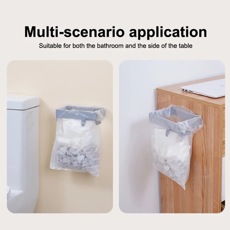 Foldable Trash Can Hanging Plastic Bag Rack For Kitchen And Bathroom Storage