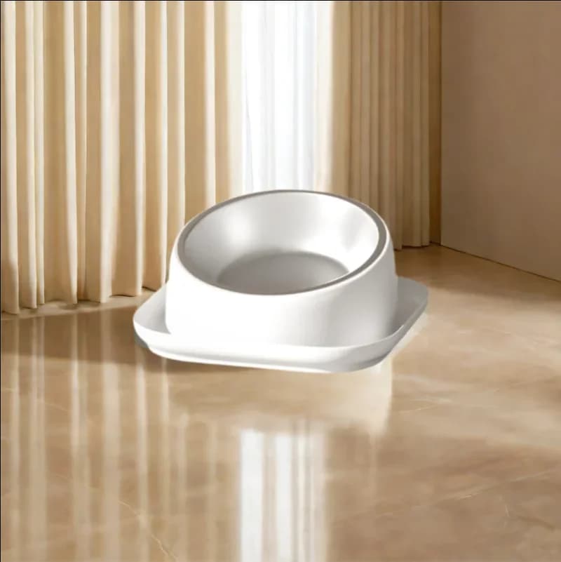15° Tilted Cat Bowl Stainless Steel Neck Protection Anti Slip Plastic Base Pet Food Water Feeder Bowl For Cats Kitten