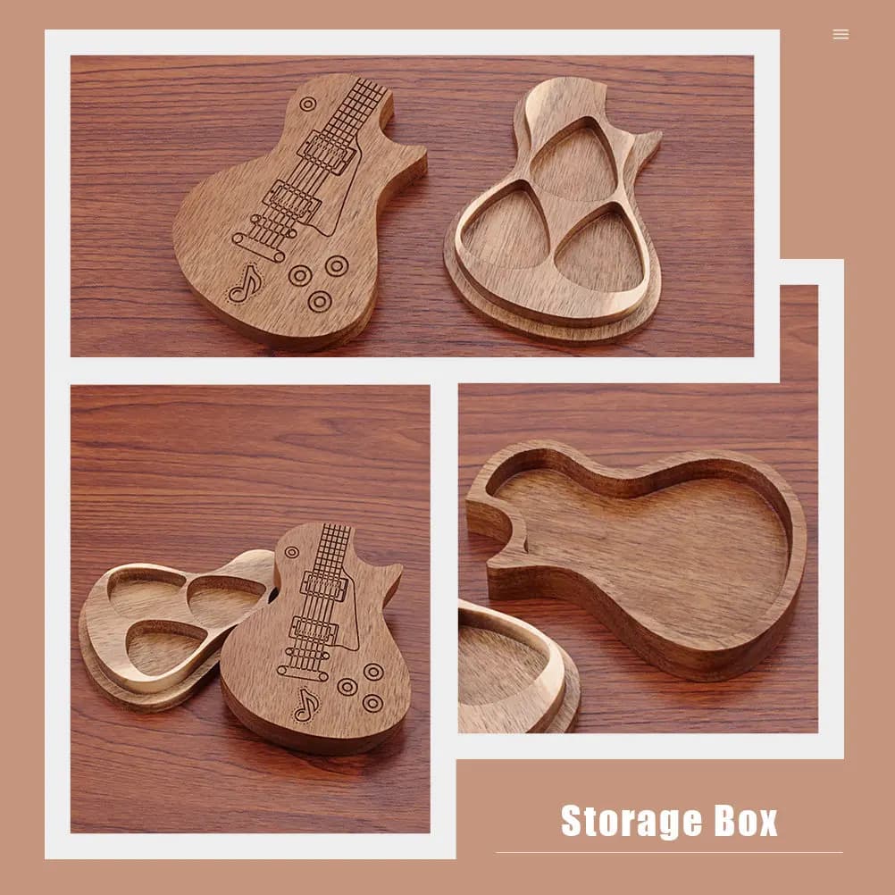 Scatola porta plettri in legno fatta a mano, liscia e lucida, per chitarra acustica ed elettrica, organizer da viaggio, concerto, festa - 1 pezzo