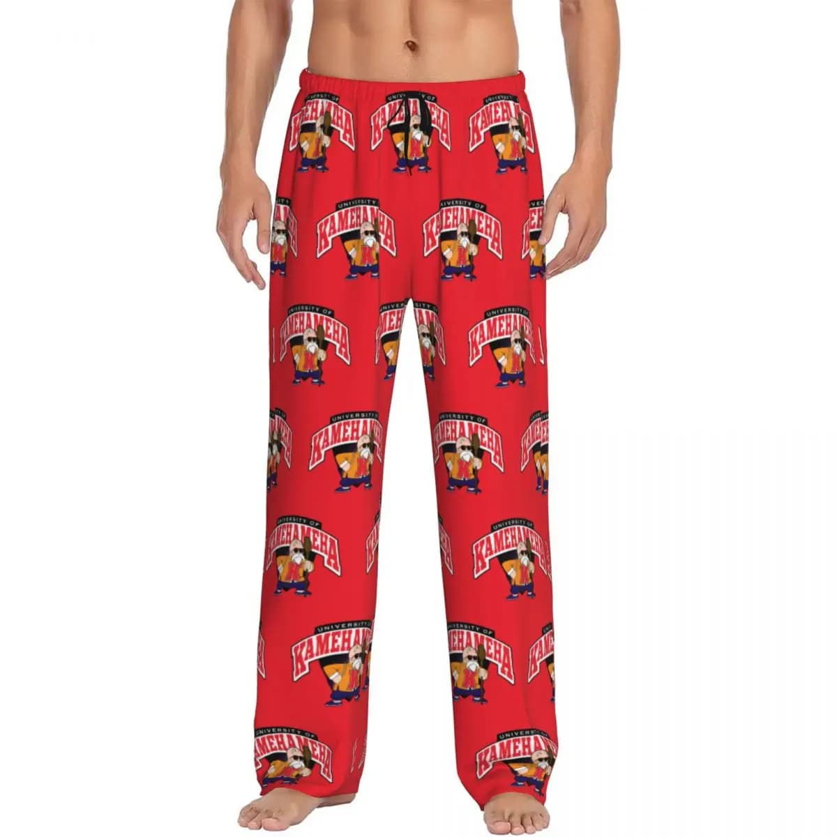 Custom Print D-Dragon B-Ball Masters Roshis Pajama Pants for Men Turtle Hermits Cartoon Sleep Sleepwear Bottoms with Pockets