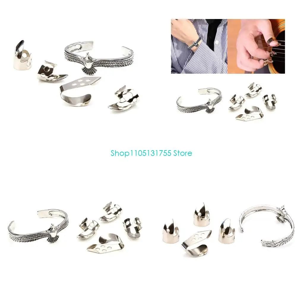 K0EF Plettro da dito dal design aperto con bracciale a polsino, plettro per chitarra, protezione per plettro da dito