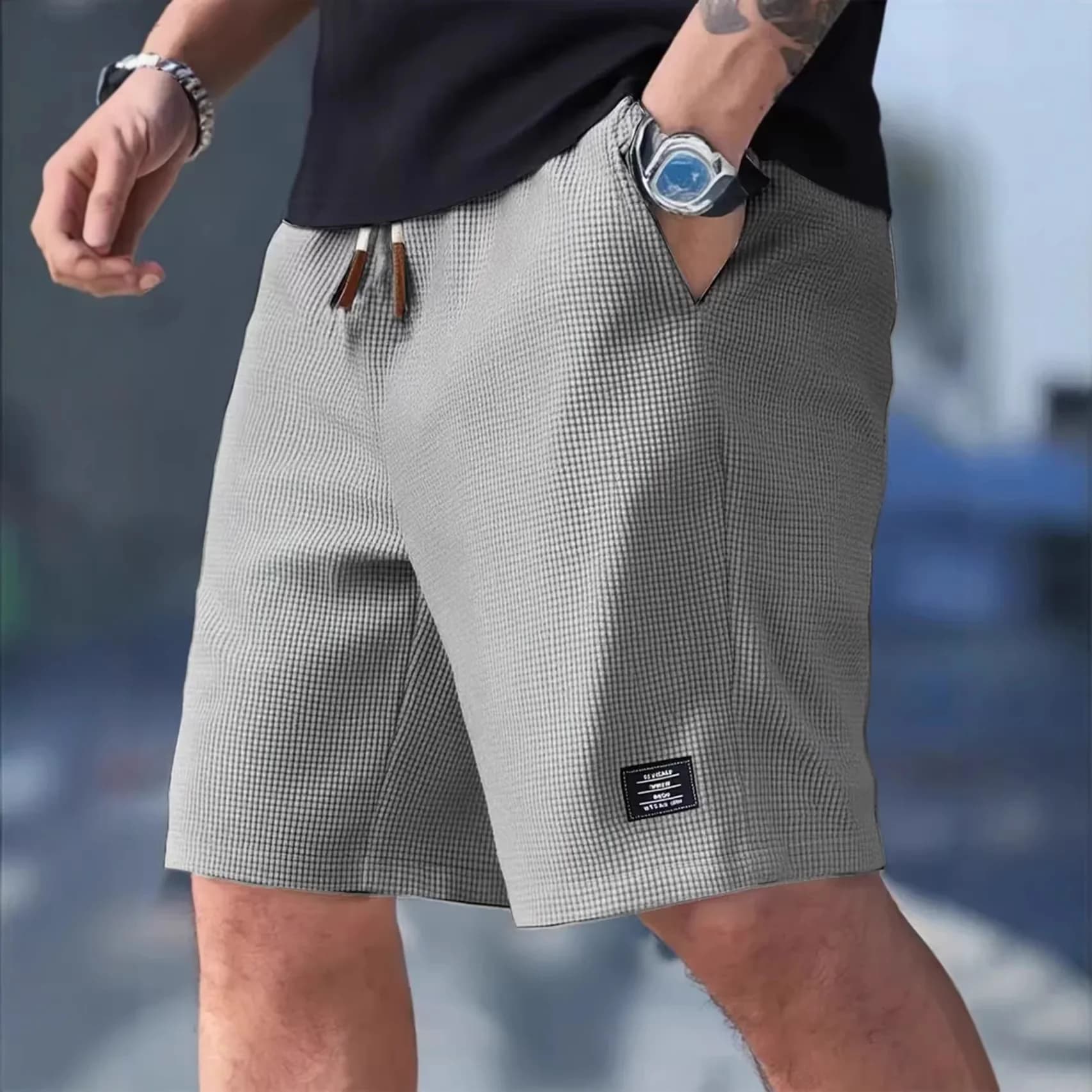 Pantaloncini Sportivi da Uomo Estivi 2026 Nuovi, Comodi in Tessuto Waffle, per Tempo Libero, Ciclismo, Campeggio, Escursionismo e Alpinismo