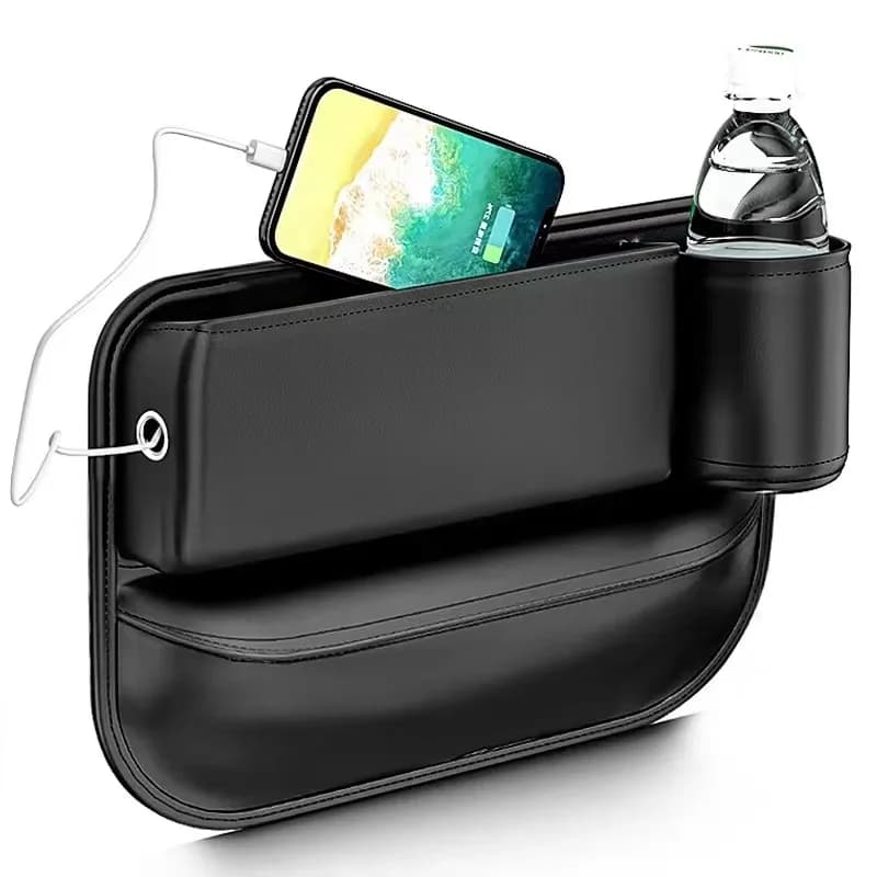 Borsa portaoggetti in similpelle per il vano tra i sedili dell'auto, organizer per console laterale, tasca portaoggetti per riporre oggetti nel vano dell'auto.