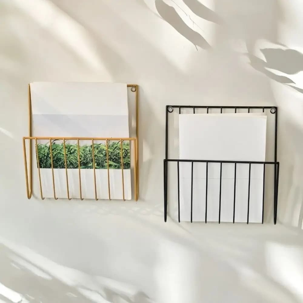 Portadocumenti da parete in filo metallico, porta riviste in metallo, resistente alla ruggine, stile nordico, organizer da appendere alla porta per la casa