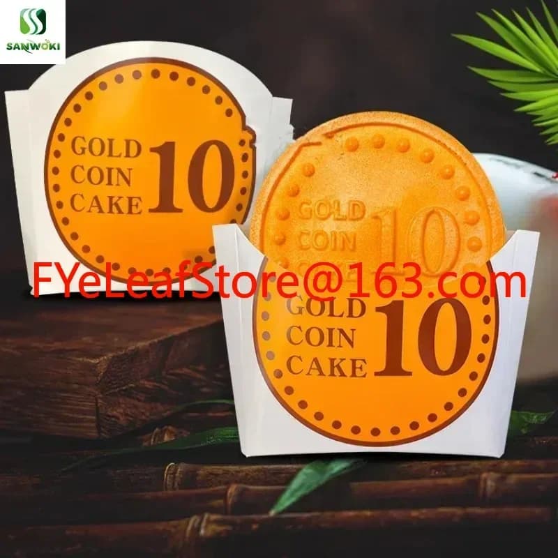 1000 pz Carta Moneta D'oro Cialde Confezione Scatola Contenitore Per Alimenti Waffle Snack Barca Cestino Moneta D'oro Cialde Titolare Imballaggio Usa E Getta
