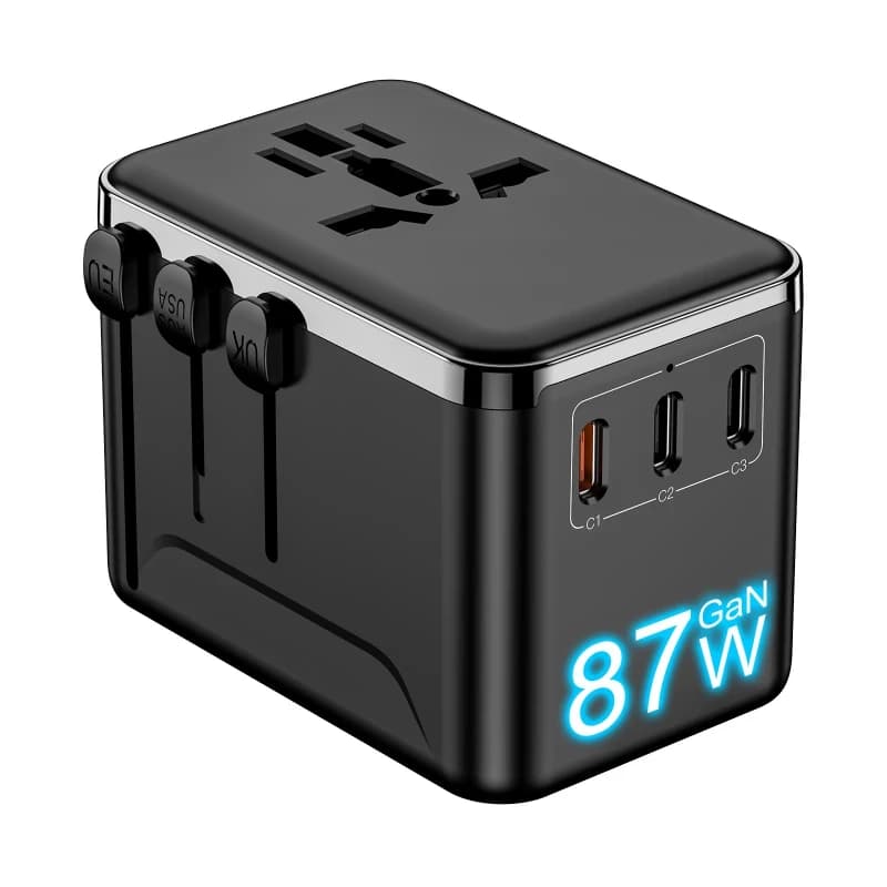 Adattatore da Viaggio Universale Multi-Presa con Ricarica Super Veloce 87W, USB e Type-C