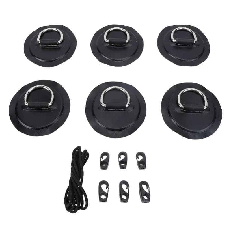 Stainless Steel D Ring Patch Kit PVC Paddle Board D Rings With Rope Hooks For Kayak Inflatable Boat Canoe Black