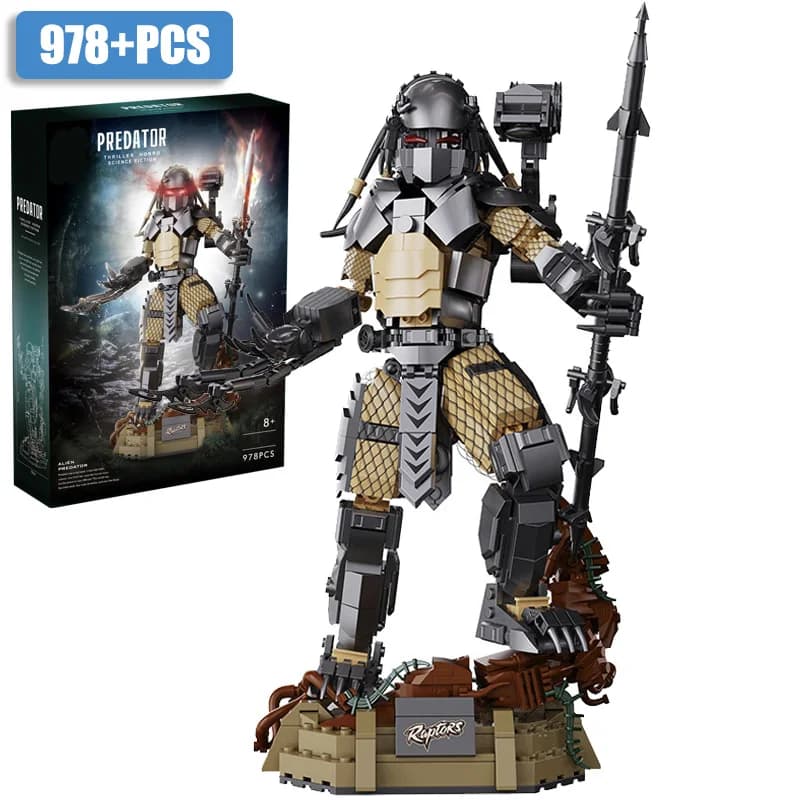 Blocchi da Costruzione Creativi MOC Predator Alien, Mattoncini DIY, Modellini di Guerrieri Alieni da Assemblare, Giocattoli per Bambini e Adulti, Regali per Ragazzi