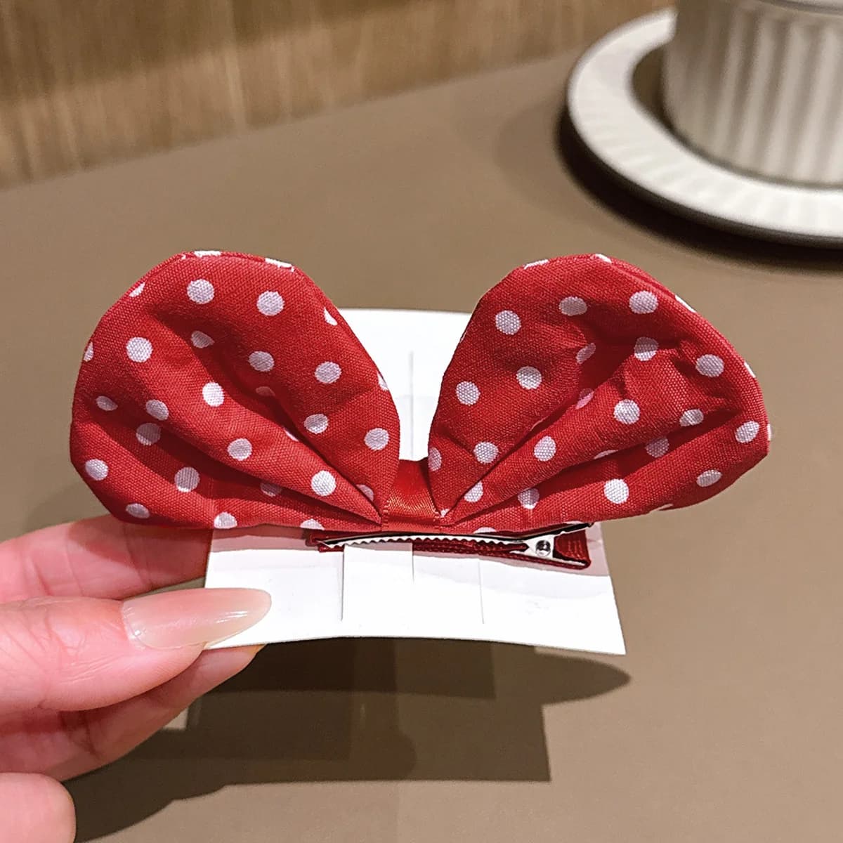 1 red polka dot fabric bow hair clip, sweet and stylish hair accessory suitable for daily use as a headwear