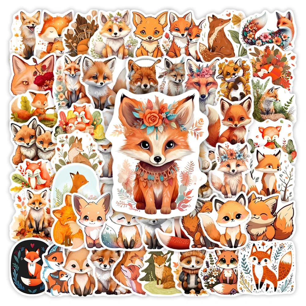 Estetica Volpe Firefox Adesivi Arte Animale Regalo fai da te Giocattoli Decalcomania impermeabile per laptop Scrapbook Notebook Bottiglie di telefono Decorativi