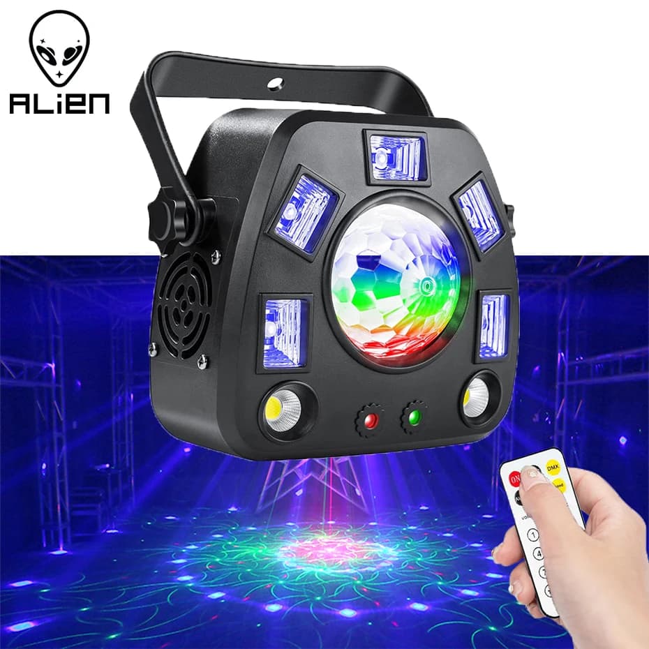 ALIEN Remote DMX proiettore Laser Strobe Magic Ball UV 4 in1 Stage Lighting Effect DJ Disco Party Holiday Dance Wedding Black Lamp