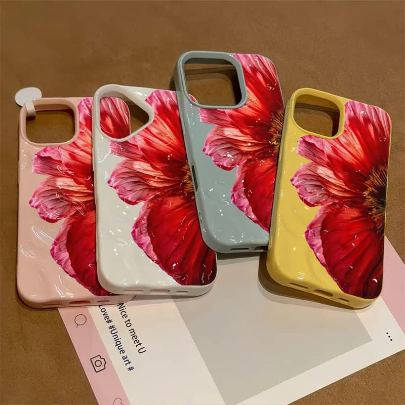 Flower Lily Silicone Case For iPhone 17 Pro Max 16 13 12 15 14 Pro Phone Cases For iPhone 16 13Pro 17 11 14 15 Pro Max Cover