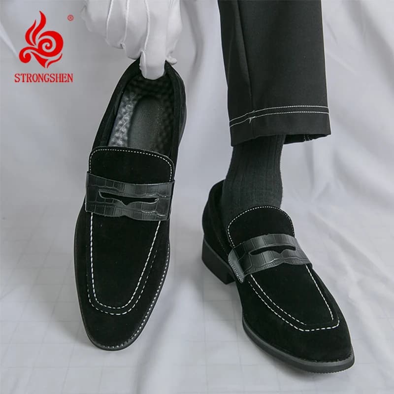 STRONGSHEN Mocassini classici stile britannico da uomo alla moda Mocassini da uomo Scarpe casual Scarpe da guida comode da uomo in pelle scamosciata