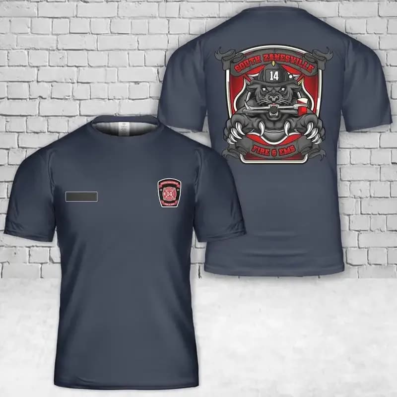 Maglietta personalizzata con nome South Zanesville, Ohio, South Zanesville Fire Department 3D