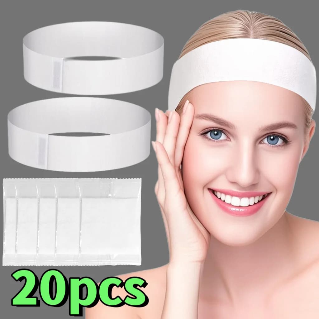 20 pezzi nuove fasce spa usa e getta in bianco e nero - fasce per il viso elastiche con velcro regolabili, adatte per saloni di bellezza, cura del viso, fitness - fasce per capelli morbide e antiscivolo prevengono la caduta, accessori per capelli, comode e traspiranti, adatte per gli appassionati di fitness