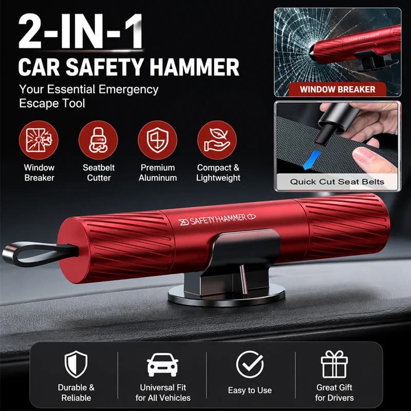Safety Knife in Aluminum Alloy for Car, Automatic Knife for Safety Belt, Rompivetro, Emergency Tool