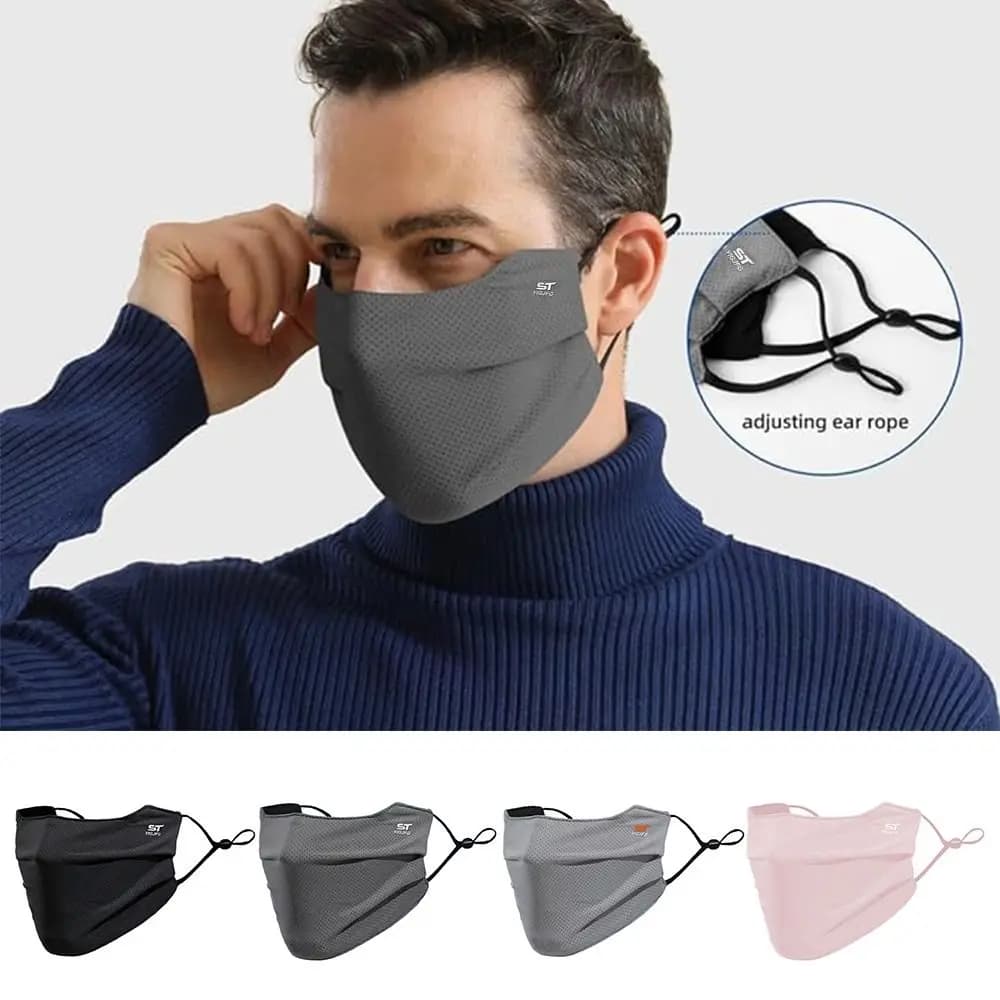 Protective Mask in Nylon for Face, Solar Protection, Washable, Breathable, in Ice Silk, Reusable, Unit Tint, Exterior UV Shield