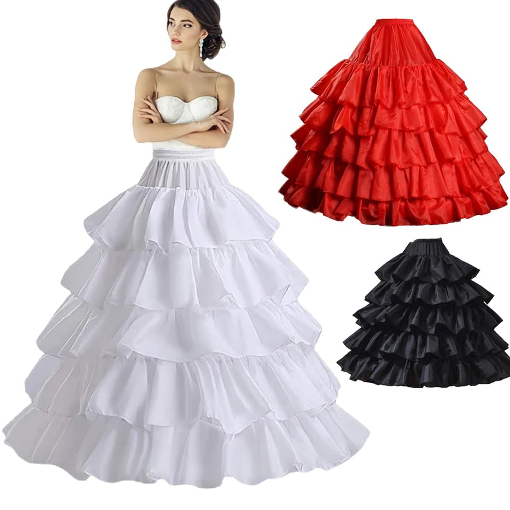 Gonna a cerchio a forma intera 5 strati di volant Abito da ballo Sottogonna Sottogonna Slip per abito da sposa Vita regolabile