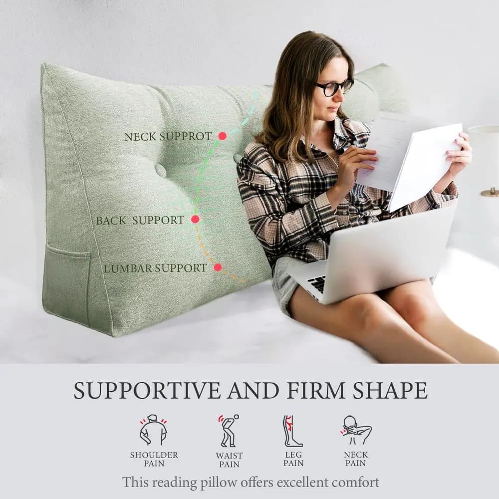 Cuscino a cuneo XXL Queen Size, grande cuscino triangolare per letto, cuscino di supporto per la schiena per leggere o stare seduti a letto