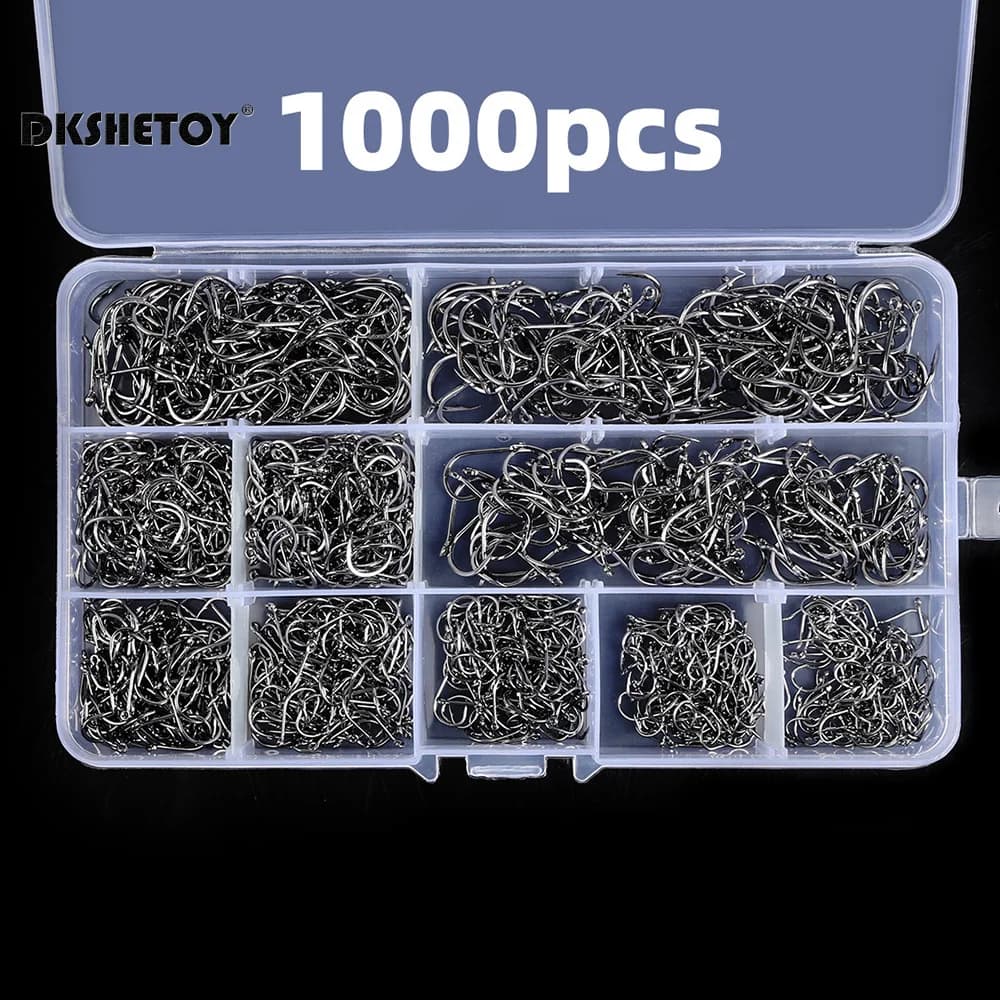 100-1000 pieces ami fishing with hook barbed for bait with plastic box kit for fresh salt water fishing gear