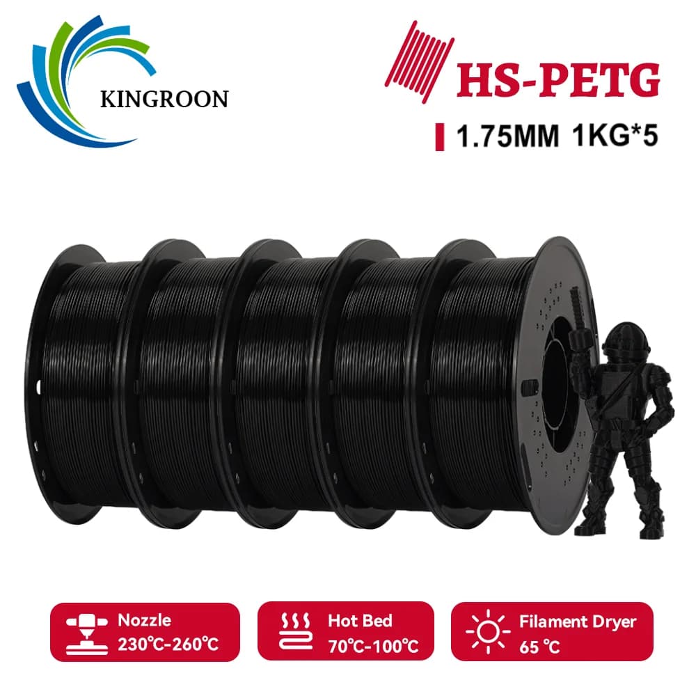 3D Printer Filament KINGROON HS-PETG 5 kg 1,75 mm well wrapped 3D Filament and good tenacity with reusable coil for most FDM printers