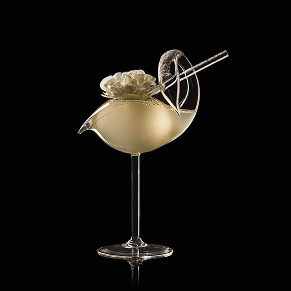 2 Pezzi Bicchieri da Cocktail in Vetro a Forma di Cigno, Calici Trasparenti per Casa e Bar, Eleganti Bicchieri per Feste, Mojito, Martini e Vino