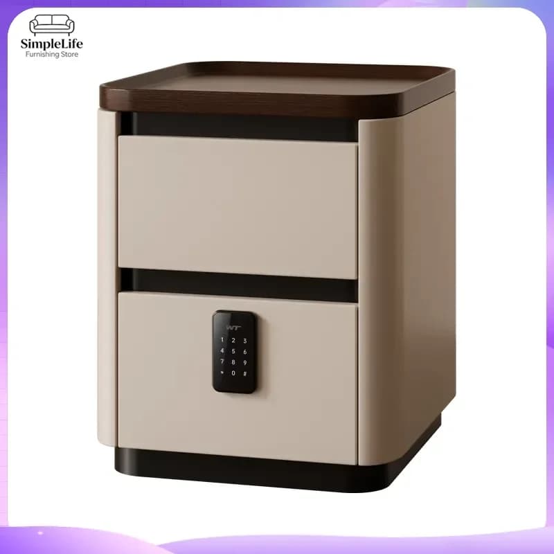 Smart Bedside Table with Password Lock Integrated Storage Cabinet Narrow Small Side Table for Bedroom Modern Nightstand with