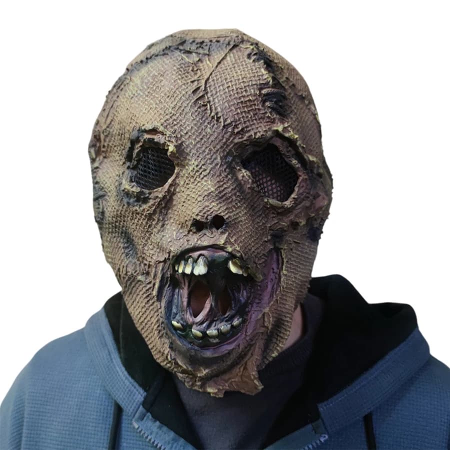 Maschera spaventosa Maschera malvagia horror di Halloween, maschera zombie fantasma in tessuto nero punk Puntelli di ruolo malvagi