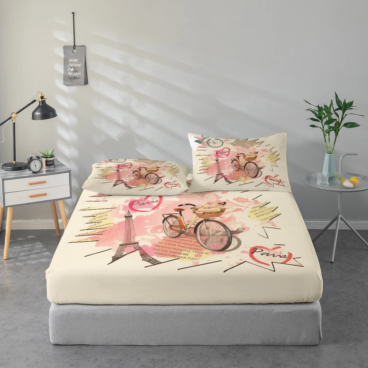 Set di lenzuola con motivo floreale, proteggi materasso e federa combinati, set di lenzuola stampate ad alta definizione include 1 lenzuolo + 1 o 2 federe (1 federa per 60*100cm e 2 federe per 72*132cm, le altre misure sono 2 federe), adatto per camera da letto e stanza degli ospiti, biancheria da letto in poliestere ultra morbido, lavabile in lavatrice, utilizzabile in tutte le stagioni