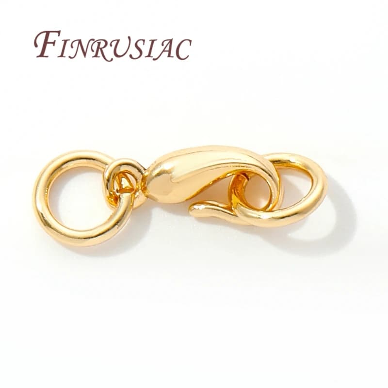 Chiusura per Gioielli Placcata in Oro 14K con Gancio e Connettori ad Anello Aperto per Accessori Collana