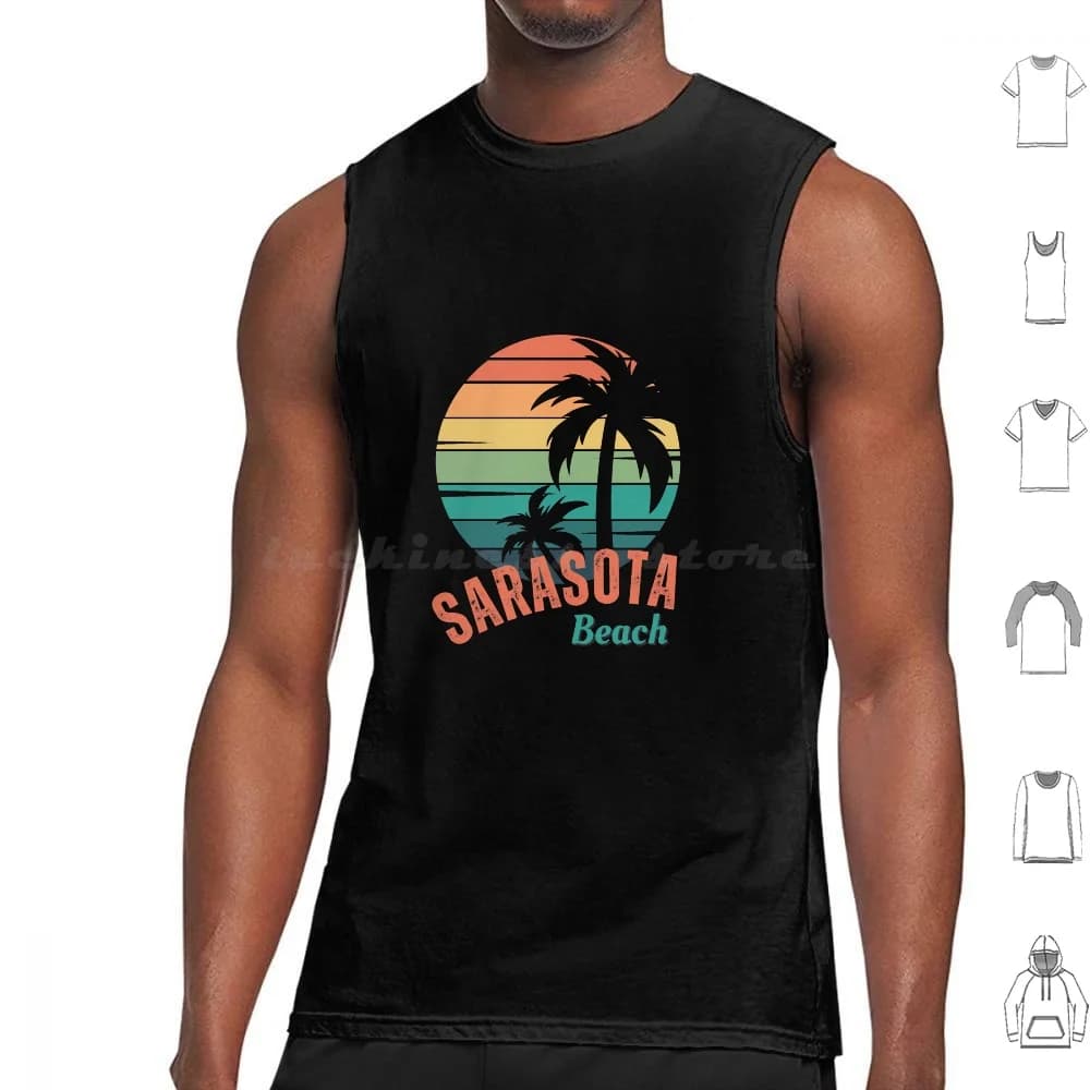 Spiaggia Sarasota, # beachbound, tramonto per sempre, vita sulla spiaggia, vista sull'oceano, canottiere per sempre che insegue il tramonto senza maniche
