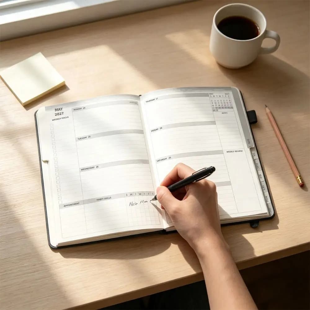 Portable A5 2027 Schedule Book To Do List Textured PU Daily Planner Book Planner Reminder Planner Notebook Students