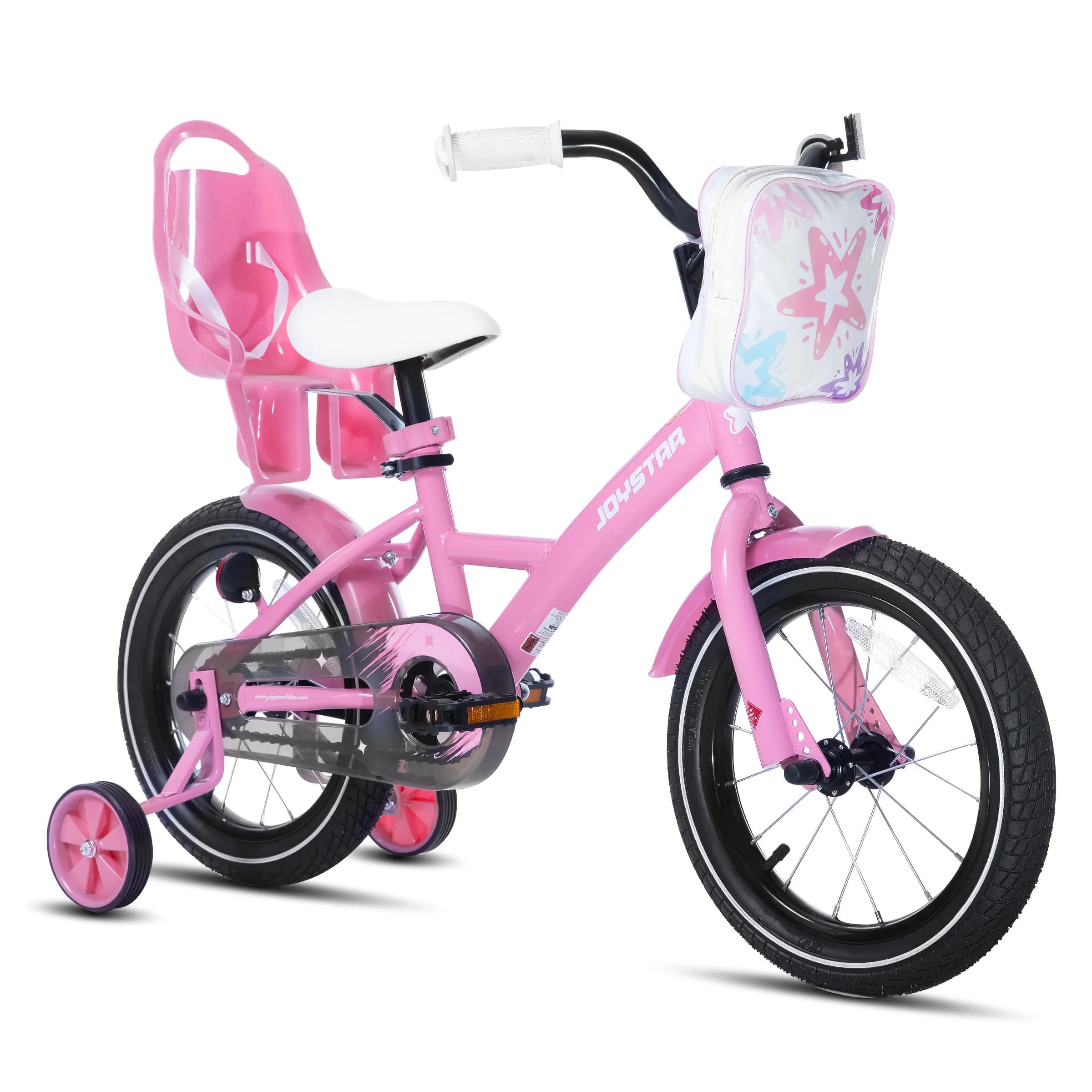 Joystar 14 16 Bici per bambini da 20 pollici per ragazze dai 3 ai 10 anni, Biciclette per ragazze con ruote da allenamento, stelle filanti, cestino e sedile per bambole