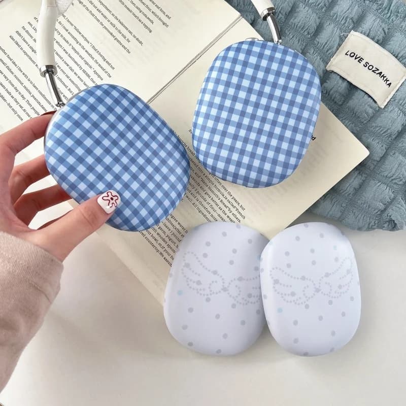 Custodia per Auricolari con Motivo a Quadri e Pois in Stile Coreano per Apple Airpods Max, Cover in Silicone Carina per Cuffie, Custodie per Airpod Max2