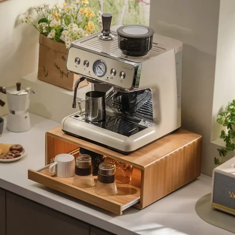 Kitchen Household Coffee Maker Microwave Oven Shelf Dining Table Countertop Pull-out Dust Cup Storage Shelf