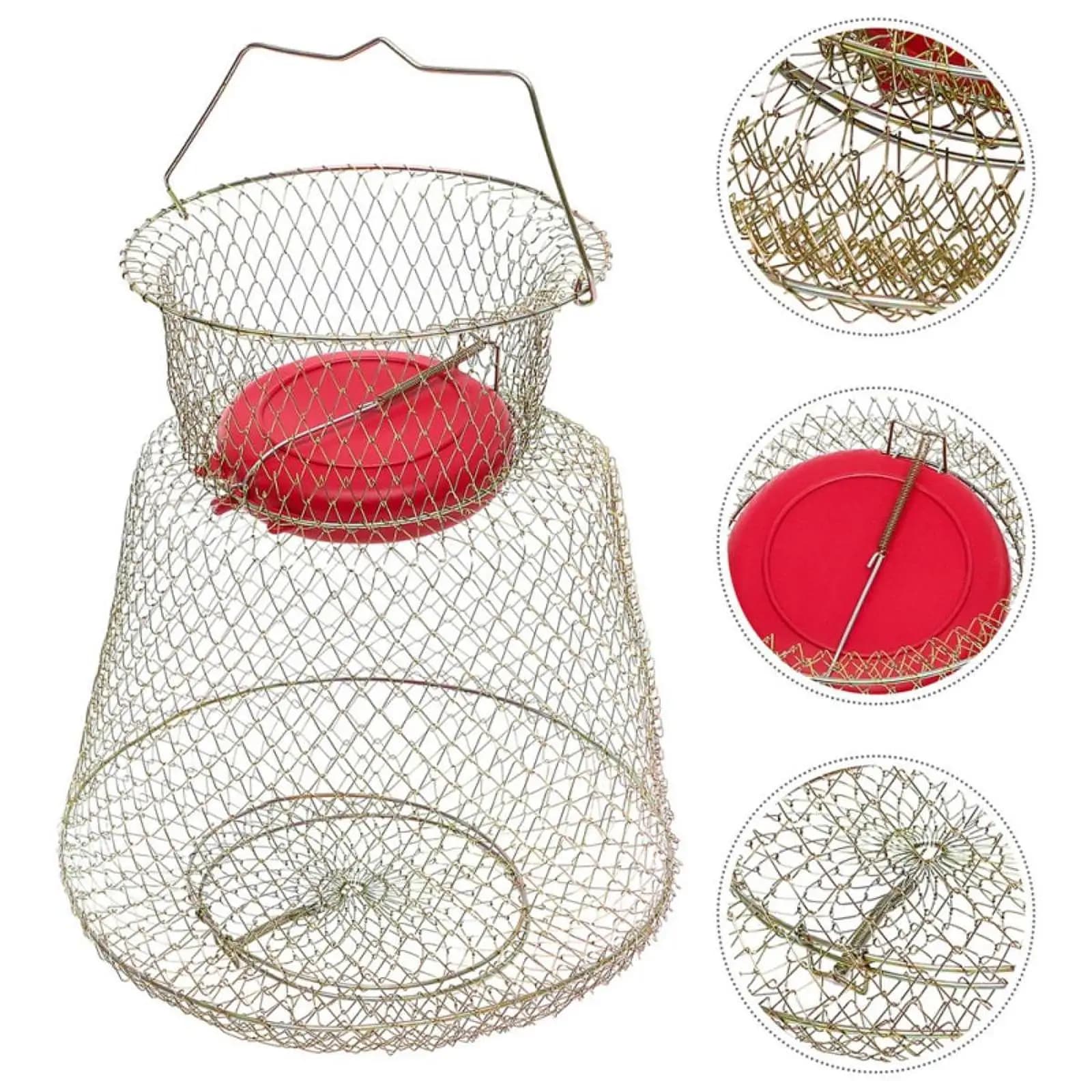 Galvanized Steel Floating Fish Basket Portable Multifunctional Net Cage Fish Trap for Freshwater Fishing and Aquatic Supplies