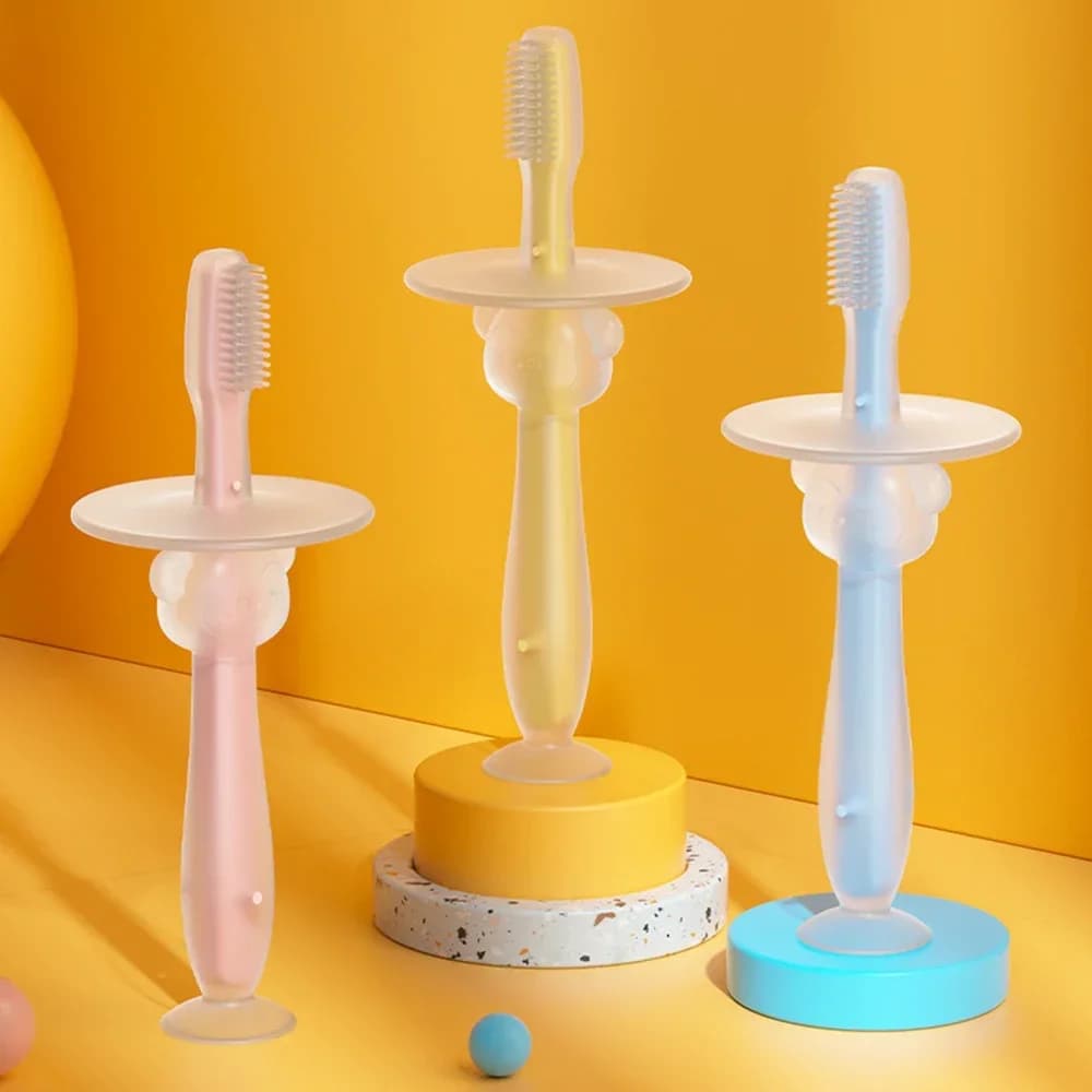 Massaggiagengive in gomma 100% 1PC Manico morbido per uso alimentare Silicone flessibile per addestramento infantile Spazzolino da denti per bambini Prezzo di fabbrica