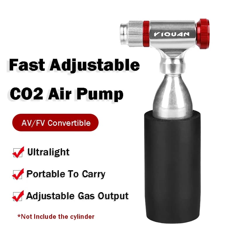 Fast Adjustable Aluminum CO2 Inflator Portable Bike Pump Presta Schrader Dual Valve For Road MTB Gravel Urban Trail Cycling