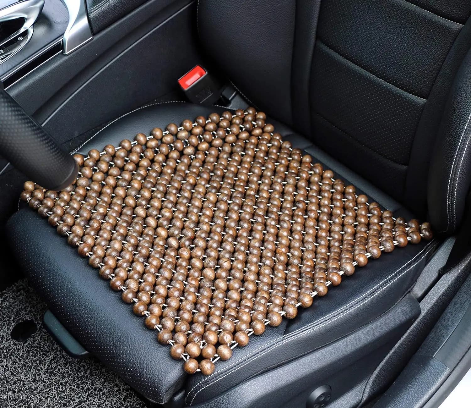 Natural Wood Bead Cover, Convenient Bearing for Car, SUV, Office Chair, Medium Square